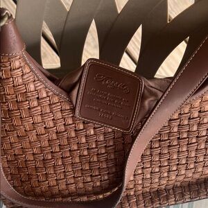 Fossil Brown Woven Leather Messenger Shoulder Bag